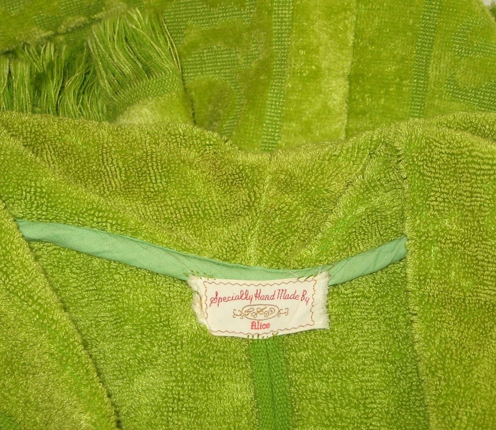 70s TOWEL JACKET Lime Green Terry Great Beach Coverup