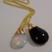 SALE - Lovely Smooth Semiprecious Black Onyx Briolette and Waterdrop Opal Faceted Gemstone Necklaces