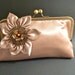 Bridesmaid Clutch Gold Champagne Satin Clutch with Flower