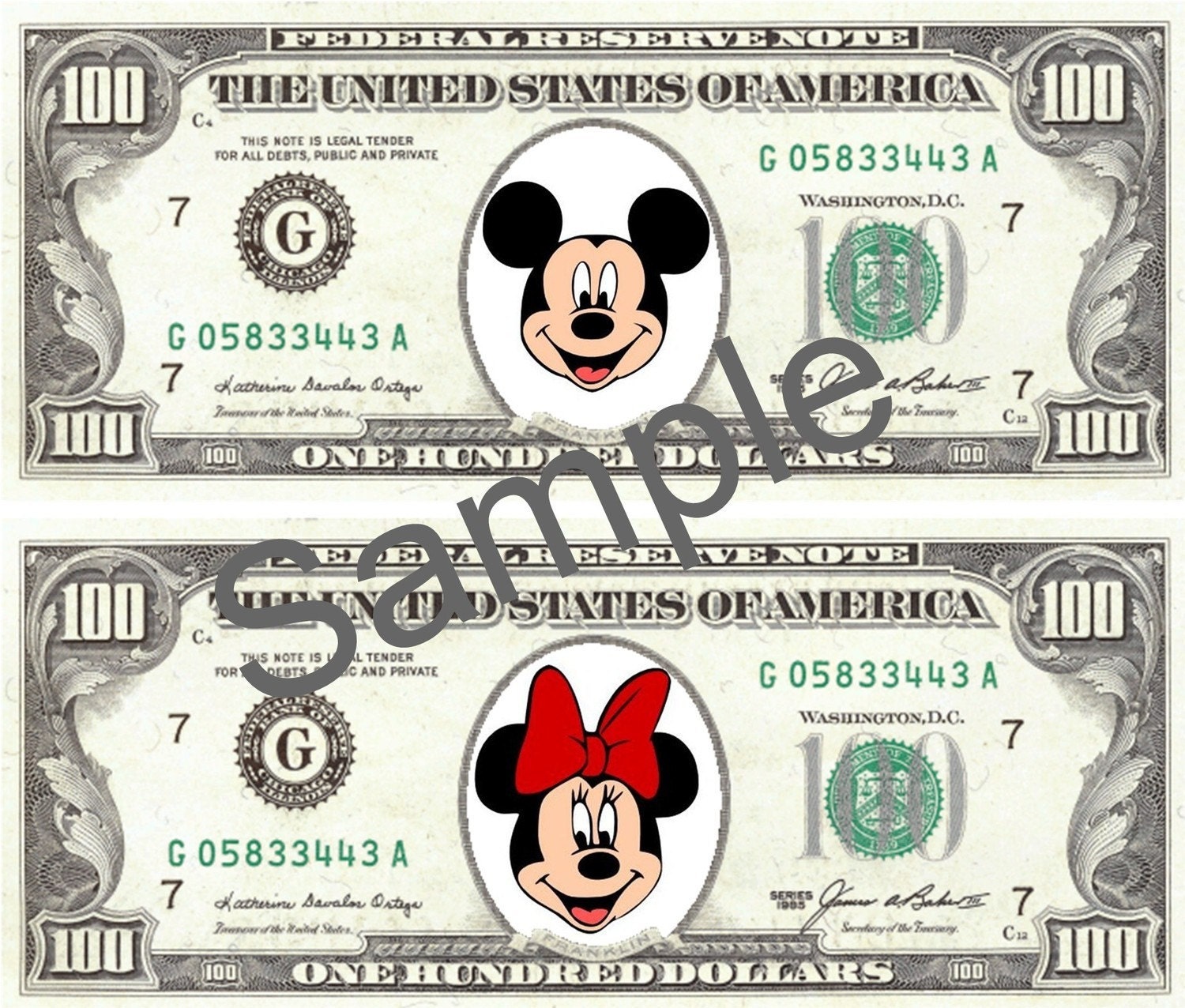 mickey and minnie mouse play money digital file print your