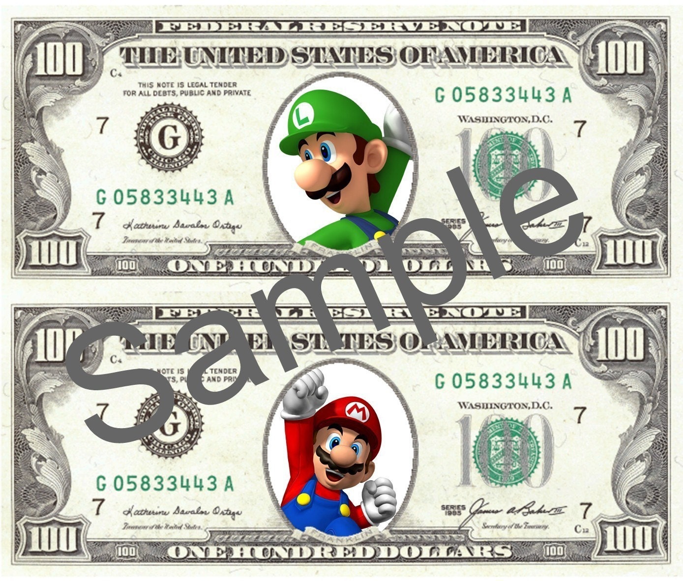 Super Mario Play Money Digital File Print Your Own