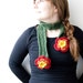 SALE. Skinny scarf with flowers - red and orange