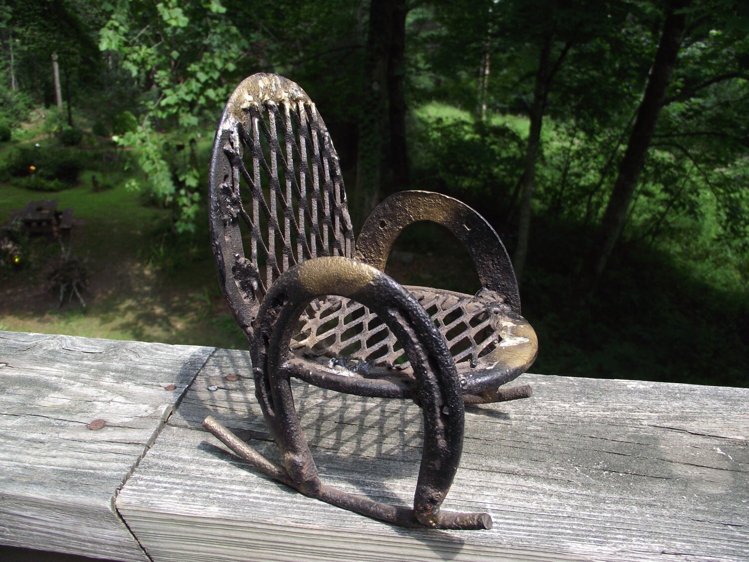 Vintage Handmade Horseshoe Rocking Chair For Teenie Tiny