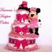 Baby Diaper Cake Pink Minnie Mouse Shower Gift or Centerpiece Newborn Present Readymade and Ready to Ship
