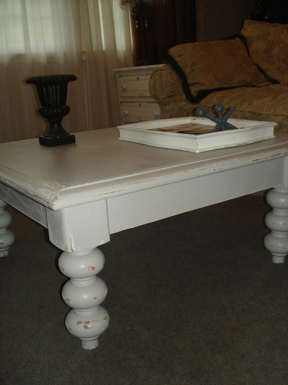 Painted Distressed Grey Coffee Table