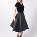 SALE // Vintage 1940's 1950's Swing Dress // Velvet and Taffeta Full Skirt Pockets Pinup Cocktail Dress with Rhinestones M-l
