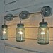 Handcrafted Blue Green Vintage Ball Mason Three Jar Sconce Light