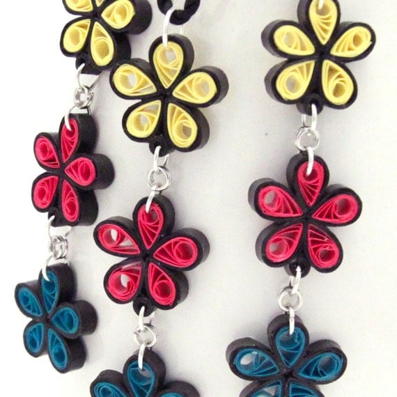 50 OFF Flower Chain Earring and Necklace Set Paper Quilled