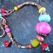 SALE Colorful Copper Beaded Bracelet, Funky, Bright, Bold, Hot Pink, Yellow, Red, Boho Jewelry
