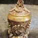 Vintage Powder Jar Powder Box Gold Compote Vintage Jar Vintage Powder Box Jeweled Lid