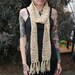 Yellow Green Red Off-White Crochet Wool Scarf