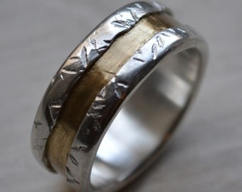 rustic wedding ring set artisan designed handmade by MaggiDesigns