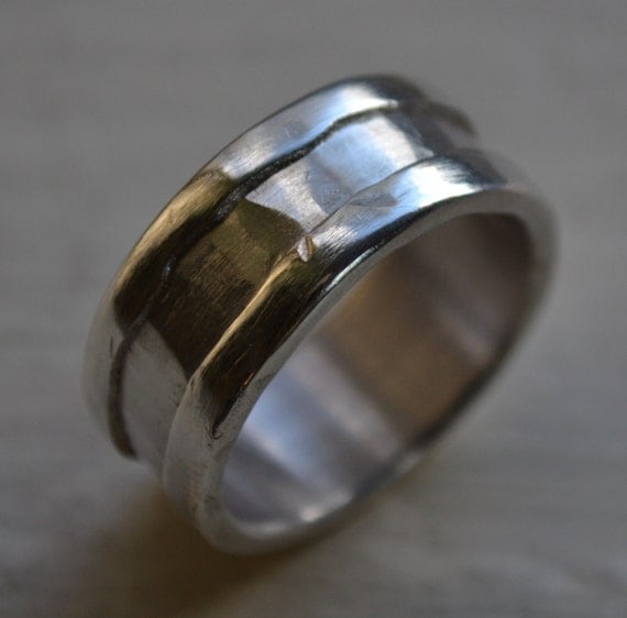 Men's ring fine silver and sterling silver ring