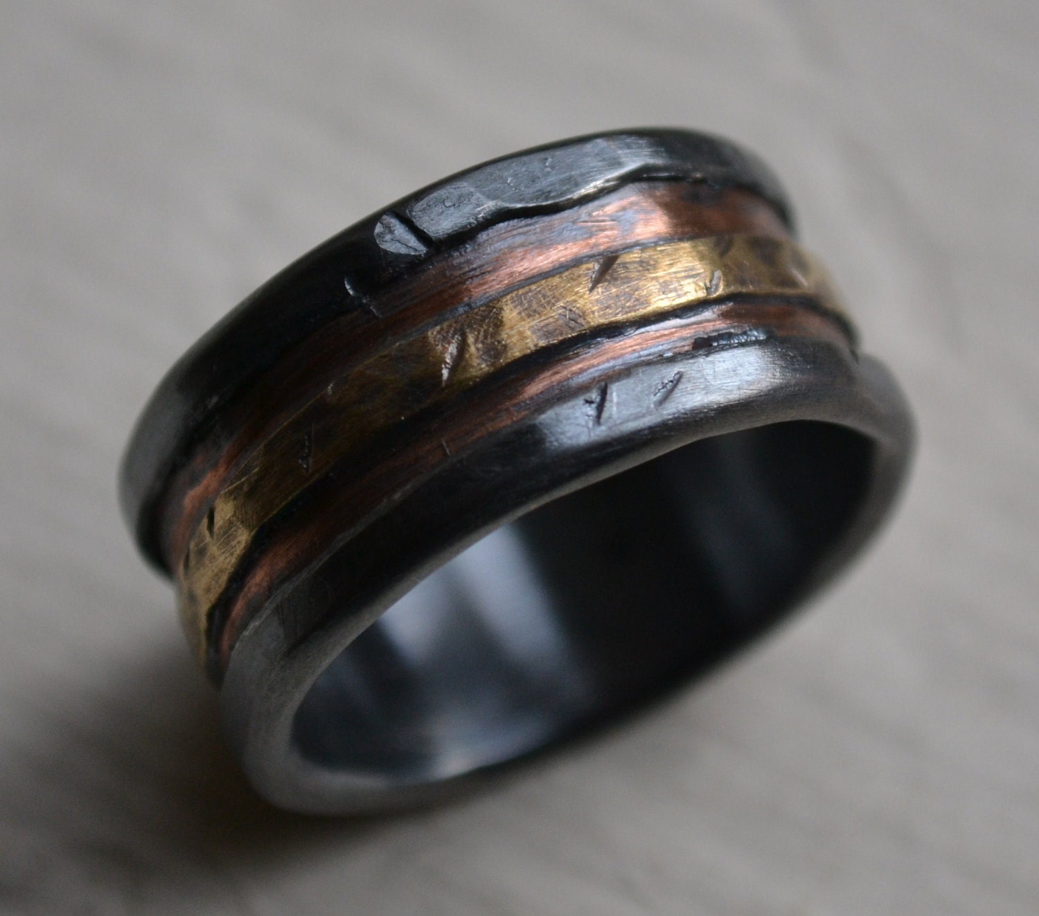 7mm Bark Mens Copper Ring Copper Wedding Bands Mens by ...