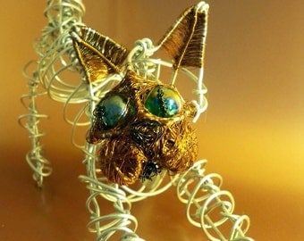 Aluminium Wire Kitten Sculpture