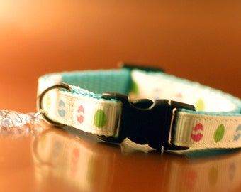 Safety Cat Collar - Easter Eggs with Fish Charm
