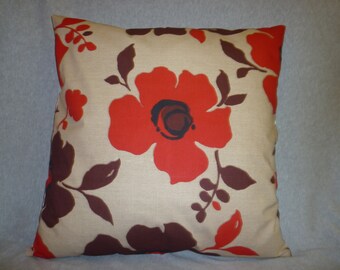 Cyber Monday Sale BIG 22" Funky Retro Red Brown Black Designer Cotton Cushion Cover's.Floral Pillowcases Shams Slips