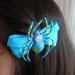 Electric Blue Spider on Electric Blue Bow French Barrette Hair Clip