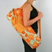 FREE SHIPPING- Yoga Mat Bag in Joel Dewberry Orange Sky Blue Floral with a Zipper Pocket