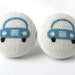 Car stud earrings button kawaii white blue kids children