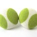 Button earrings green white studs spring pistachio bright