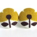 Mustard yellow stud earrings post flower white brown fall autumn