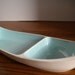 Taylor Smith Divided Relish Dish Turquoise and White China