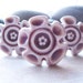 Plum Purple Flower Buttons Three Big and Beautiful Handmade Glazed Porcelain Shank Back Buttons