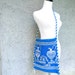 Blue Like a Mediterranean Isle - Vintage 60s/70s Blue/White Greek Souvenir Boho Bucket Purse/Shoulder bag w/ Braided Trim - Made in Greece