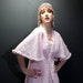 60s Lingerie Set // Vintage 60s Powder Pink Lace/Nylon Peignoir Set Nightgown/Dress/Long Robe w/ Angel Wing Sleeves/Hand Embroidery