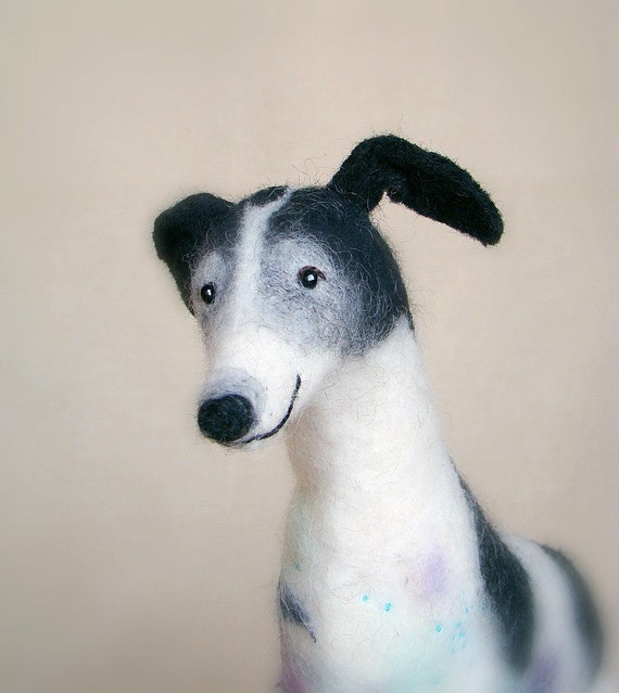 Jack - Giant Greyhound, Art Marionette, Felt Puppet, Felted Animal, Stuffed Toy. SPECIAL ORDER for Crafterall.