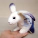 Alexander - Felt Little Bunny. Art Toy. Handmade Felted Hare Stuffed. white blue purple grey violet neutral. Special order for Katie.