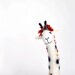 Claudia - Felt Giraffe. Art Puppet, Marionette, Stuffed Animals, Felted Toy, mteam. white orange red pastel neutral. MADE TO ORDER