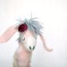 Rosemary - Felt Donkey with floppy ears, Art Marionette Handmade Puppet Felted Stuffed Toy. pale pink grey burgundy dream. READY TO SHIP.