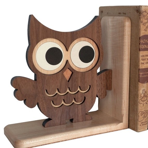 gifts unique owl Animal Forest 1 Etsy Woodland graphicspaceswood by Owl Bookend on