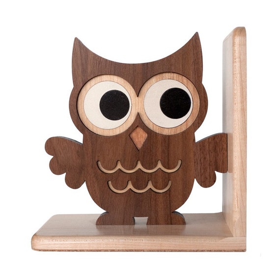 unique gifts owl Bookend: Wood Children Nursery Owl Wooden Kids Heirloom Bookend