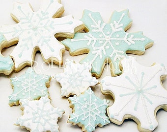 Snowflake Cookies, Winter Cookies, Holiday Cookies, Christmas Cookies - 1 Dozen