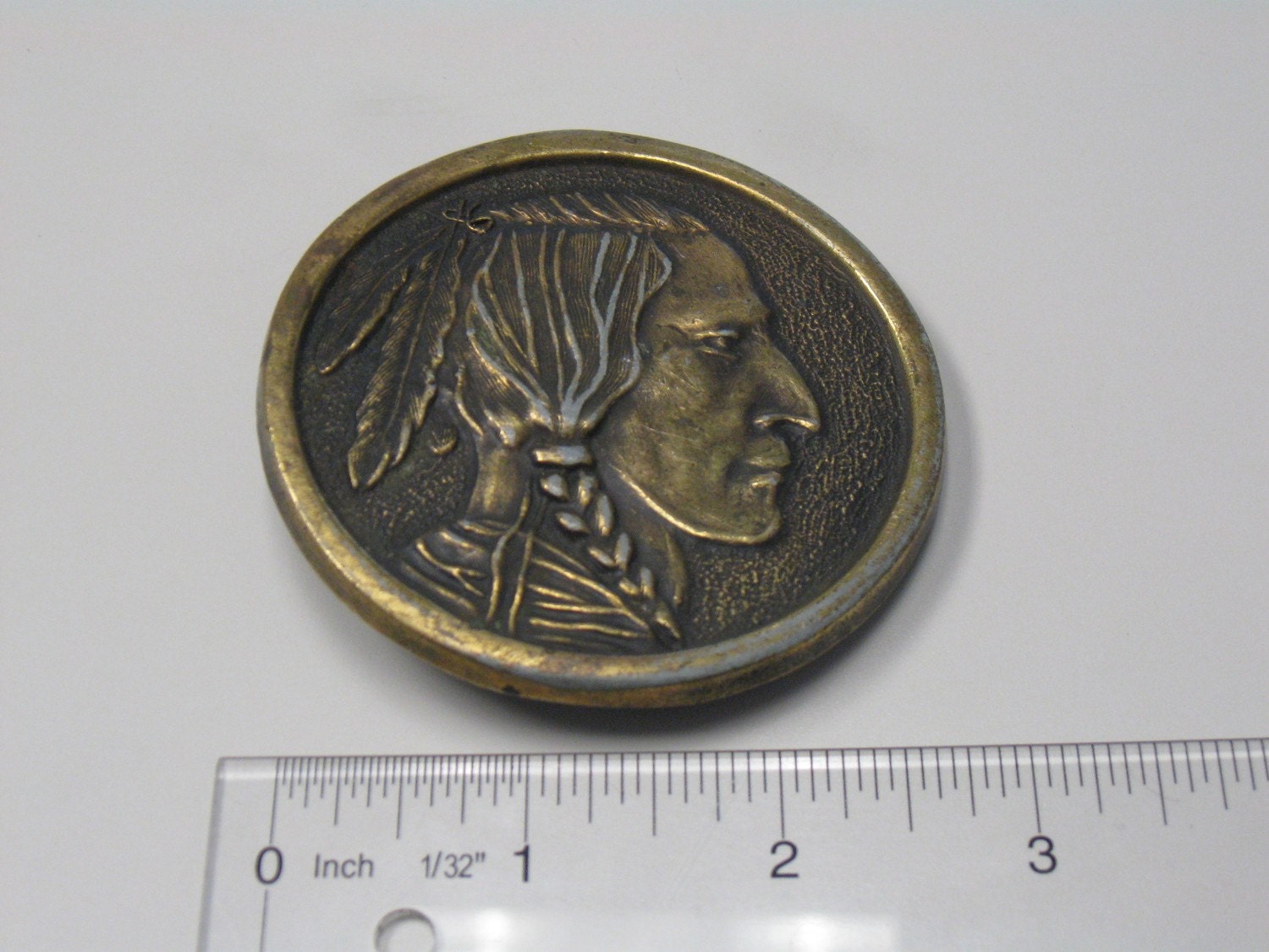 Vintage Brass Indian Head belt buckle