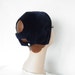 Vintage 1950s hat, bonnet cap, blue velvet with open back
