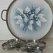 vintage Silverplate and Porcelain Galleried Tray set decorated in shades of delft blue