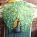 Painted PEACOCK , Vintage Rhinestone Denim Jacket