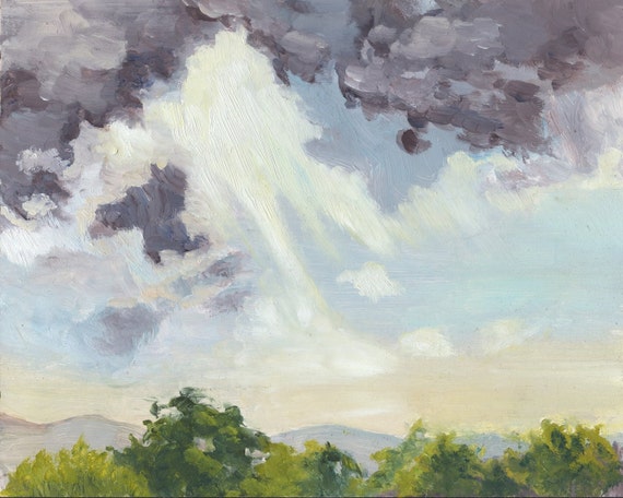 New England landscape oil painting Wait 5 Minutes by jfoxstudio