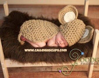Elephant Cuddle Critter Cape Set Newborn Photography Prop in tan or grey