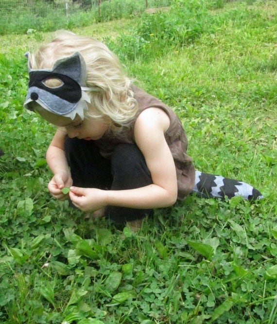 Raccoon Mask and Tail Costume by SevenFeathersTribe on Etsy