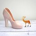 Pink Ceramic Shoe - Art Pottery High Heeled Shoe - Pale Pastel Pink 1950s