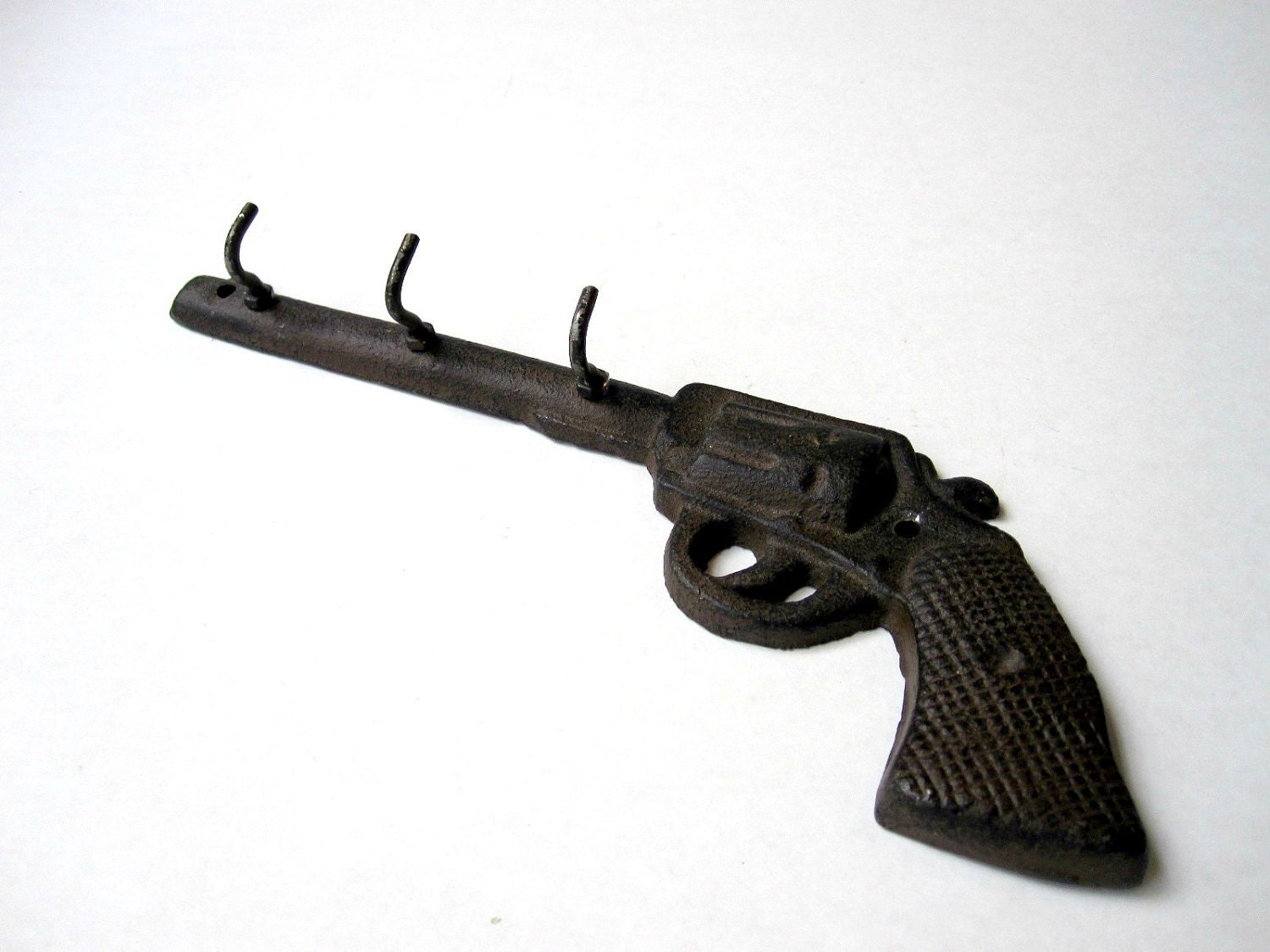 Gun Key Rack Holder Wrought Iron Cast Iron Pistol