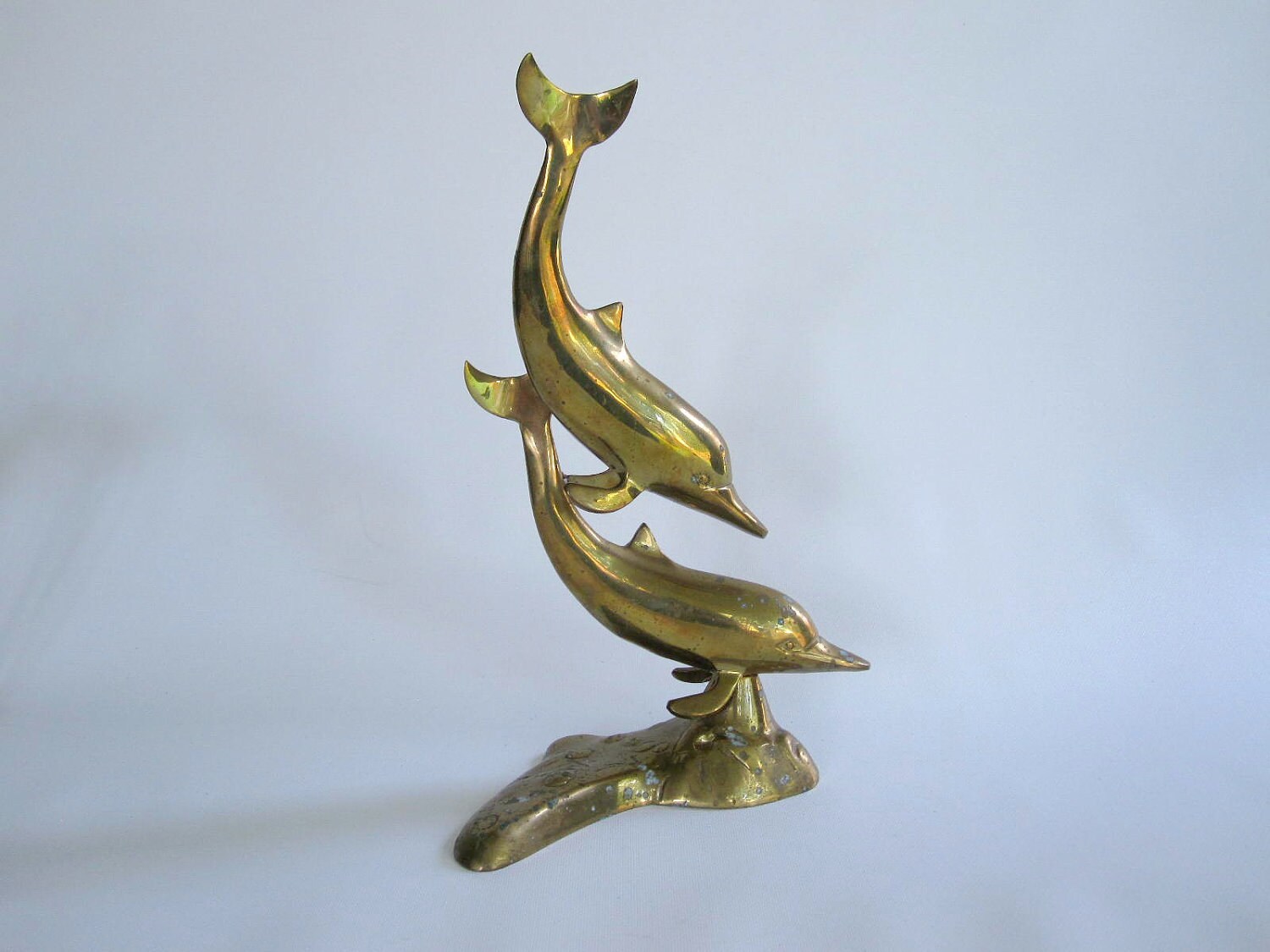 Dolphins Brass Dolphin Figurine Sculpture Mid Century
