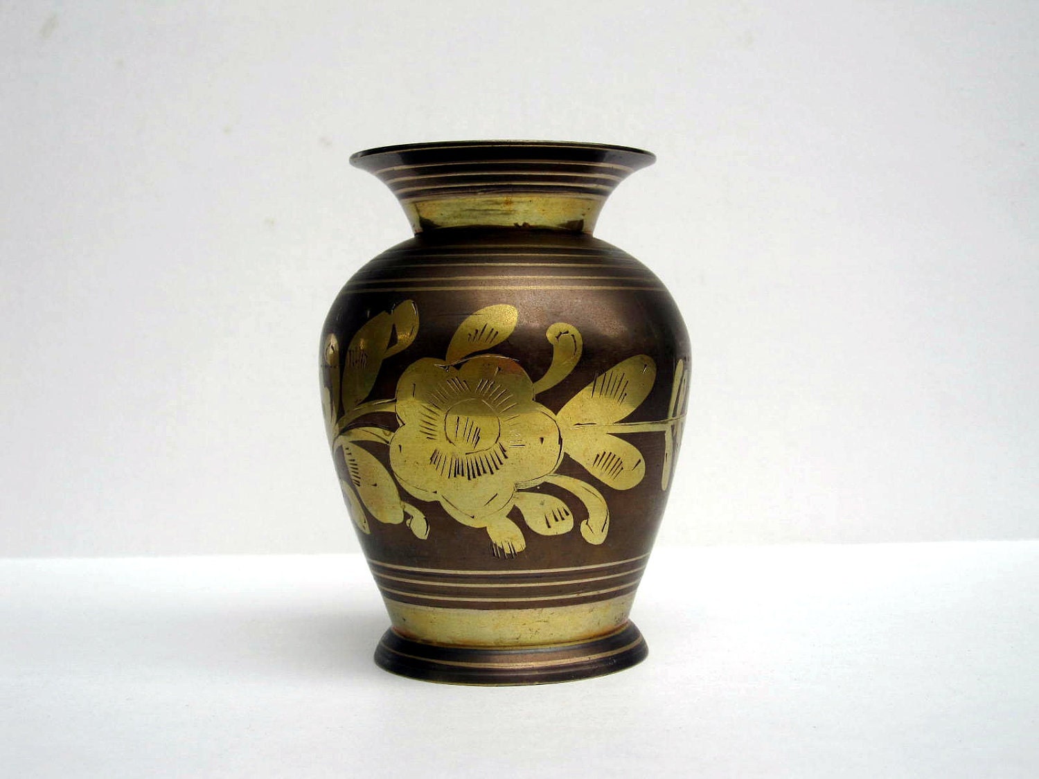 Brass Vase Small Bud Vase Brass Inlay Flower Vase Rustic