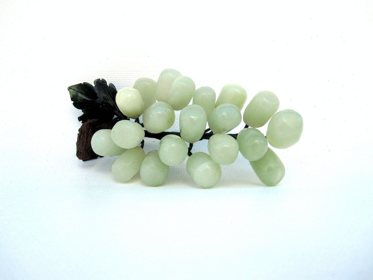Mint Green Alabaster Grape Cluster Carved Stone Grapes