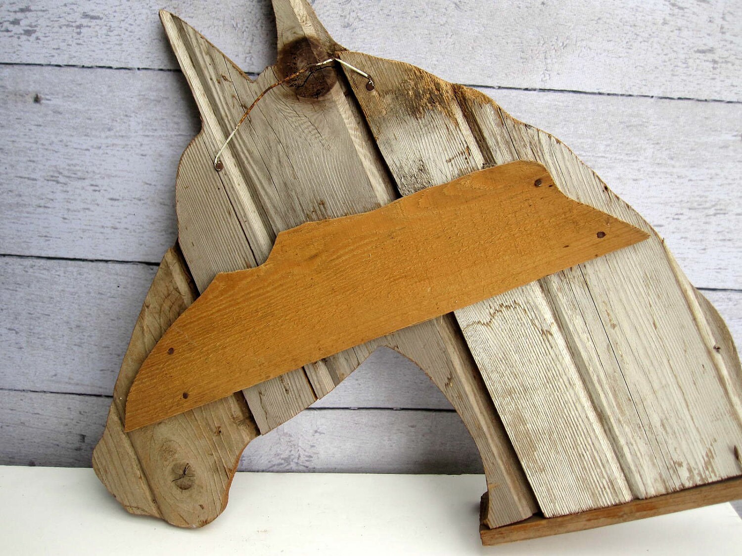 Horse Art Decor Barnwood Shelf Rustic Wood Shelf